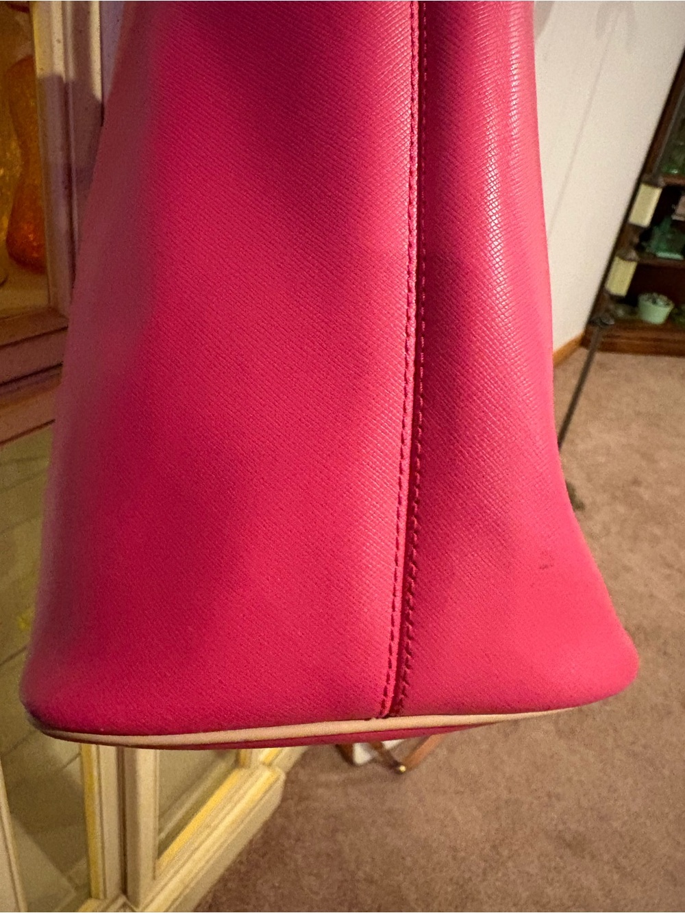 Coach Hot Pink Tote with Beige Trim - Picture 6 of 11